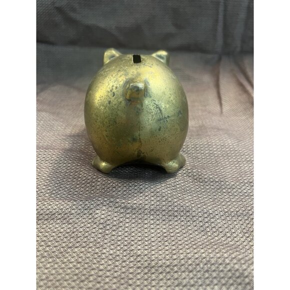 Vintage Brass "Piggy" Bank , 3.5 X 2.5 X 3 (1641) - Picture 4 of 7